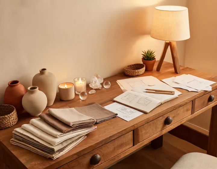 Design desk with home gift samples